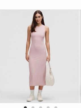 NWT Lululemon All Aligned Ribbed Midi Dress in Pink Haze size 8